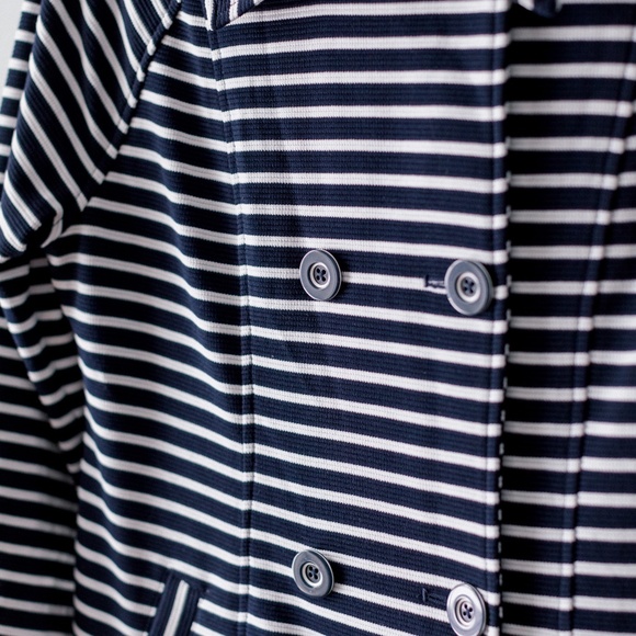 CAbi Maritime Trench Coat - Navy & White Stripe - Knit - Size Medium - Picture 11 of 13